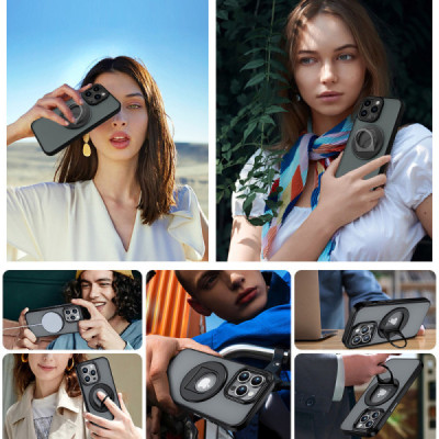Husa pentru Samsung Galaxy S24 Ultra - Techsuit MagSafe Ghost Holder Series - Matte Blue - 3
