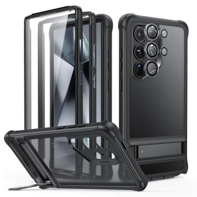Husa pentru Samsung Galaxy S24 Ultra + Folie - ESR Armor Tough Kickstand HaloLock - Frosted Black - 1