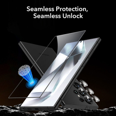 Folie Ecran pentru Samsung Galaxy S24 Ultra + Folie Camera (set 2) - ESR Screen Shield - Clear - 4