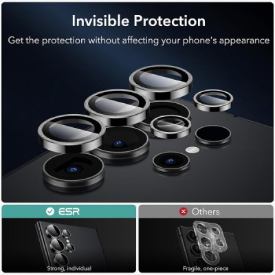 Folie Camera pentru Samsung Galaxy S24 Ultra (set 2) - ESR Lens Protector Tempered Glass - Black - 4