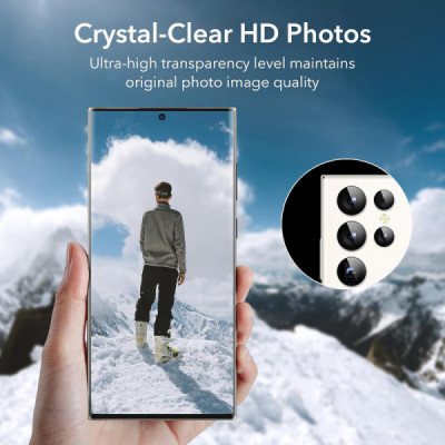 Folie Camera pentru Samsung Galaxy S24 Ultra - ESR Lens Protector Tempered Glass - Silver - 3