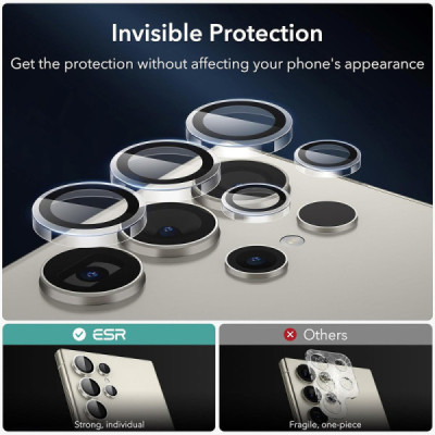 Folie Camera pentru Samsung Galaxy S24 Ultra (set 2) - ESR Lens Protector Tempered Glass - Clear - 2