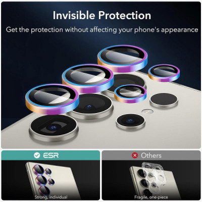 Folie Camera pentru Samsung Galaxy S24 Ultra - ESR Lens Protector Tempered Glass - Chromatic - 3