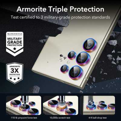 Folie Camera pentru Samsung Galaxy S24 Ultra - ESR Lens Protector Tempered Glass - Chromatic - 6