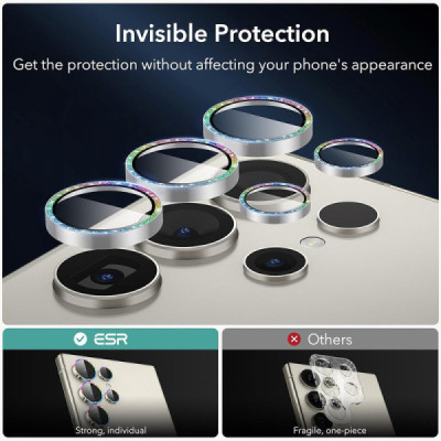 Folie Camera pentru Samsung Galaxy S24 Ultra - ESR Lens Protector Tempered Glass - Rhinestone - 2