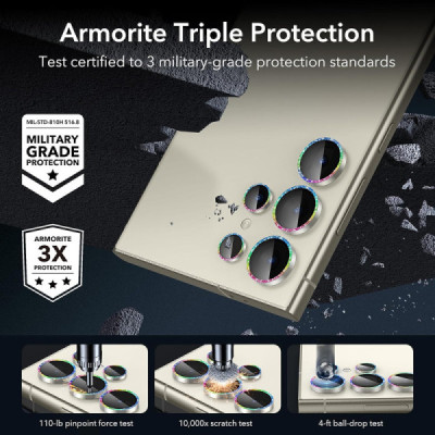 Folie Camera pentru Samsung Galaxy S24 Ultra - ESR Lens Protector Tempered Glass - Rhinestone - 5