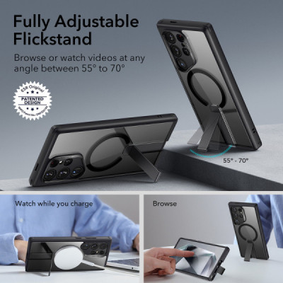 Husa pentru Samsung Galaxy S24 Ultra - ESR Boost Flickstand HaloLock - Frosted Clear - 4