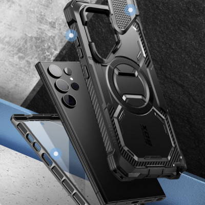 Husa pentru Samsung Galaxy S24 Ultra + Folie - I-Blason Armorbox MagSafe - Black - 5