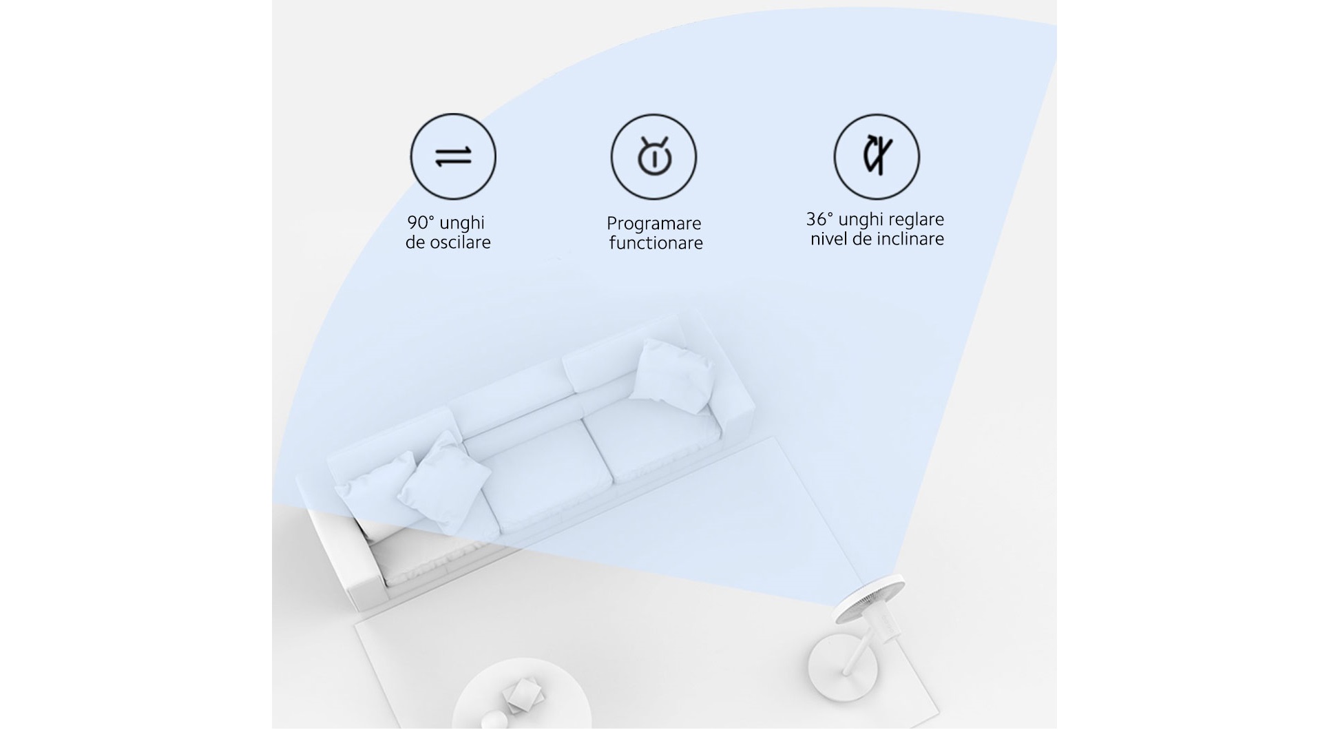 Ventilator Xiaomi Mi Smart Standing Fan 2 lite(1C), compatibil cu Google Assistant si Amazon Alexa